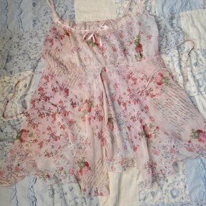 Sheer pink floral lingerie top